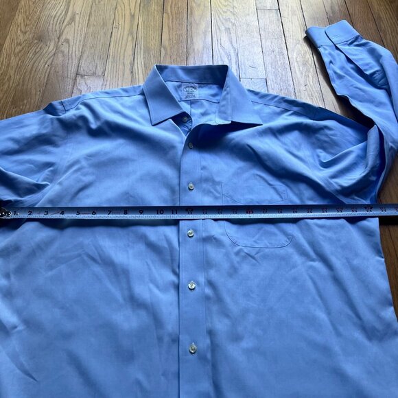 Brooks Brothers Size 17 34 Blue Regent Non Iron Supima Cotton Button Up Shirt - Picture 8 of 12